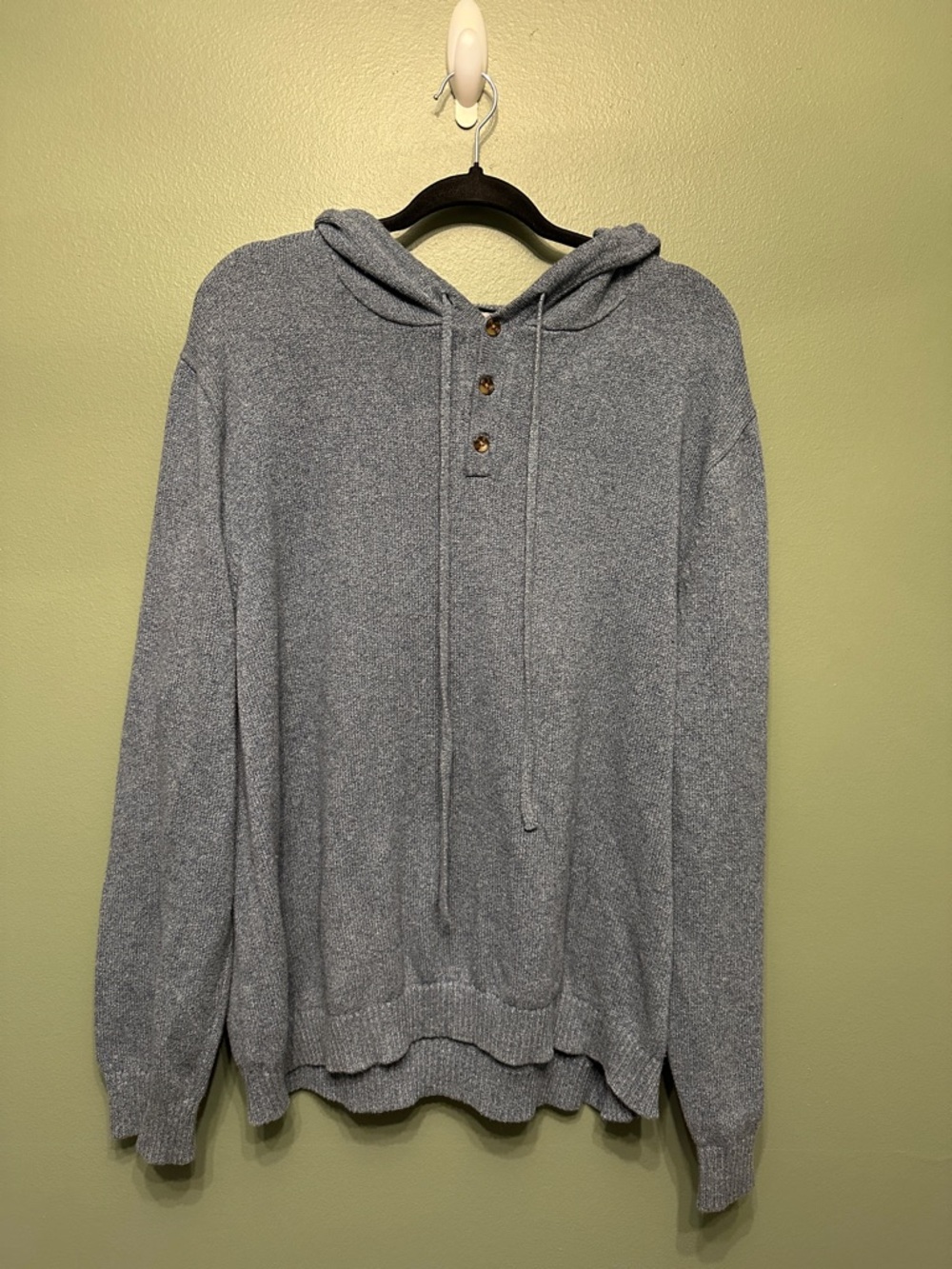 Cozy Blue Heather Hooded Pullover Sweater
